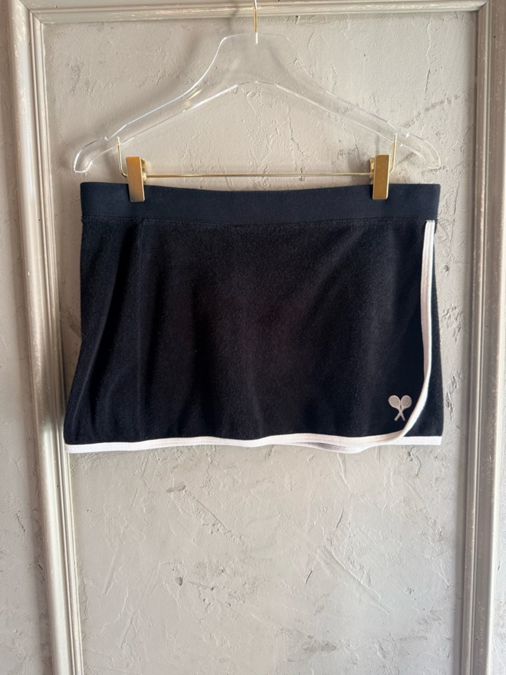 JUICY Y2K Terry Mini -original made in USA  Black Tennis Skirt with White Trim